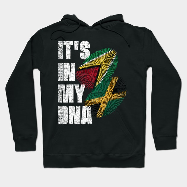 Jamaican And Guyanese Mix DNA Flag Heritage Hoodie by simonStufios